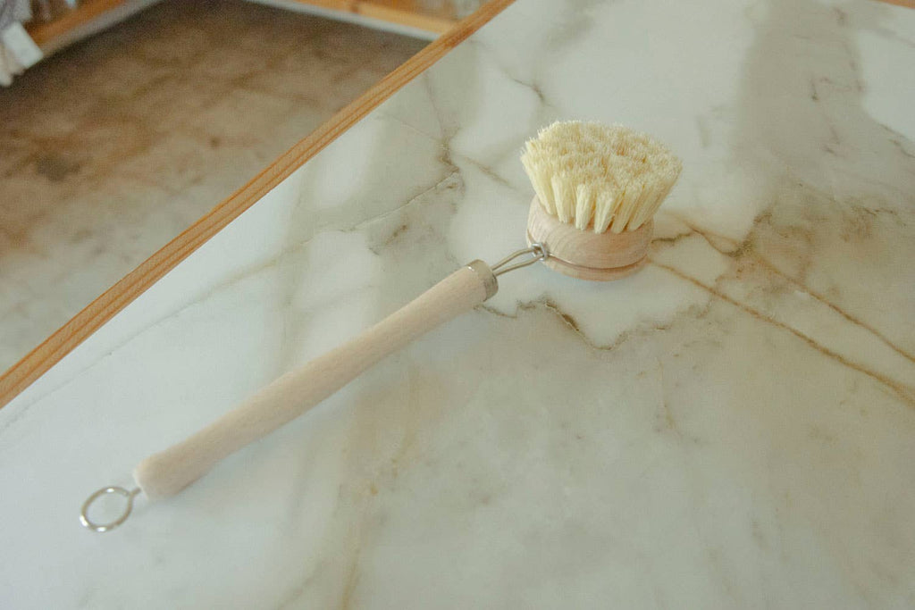 No Tox Life - CASA AGAVE® Long Handle Dish Brush White Teak - No Tox Life