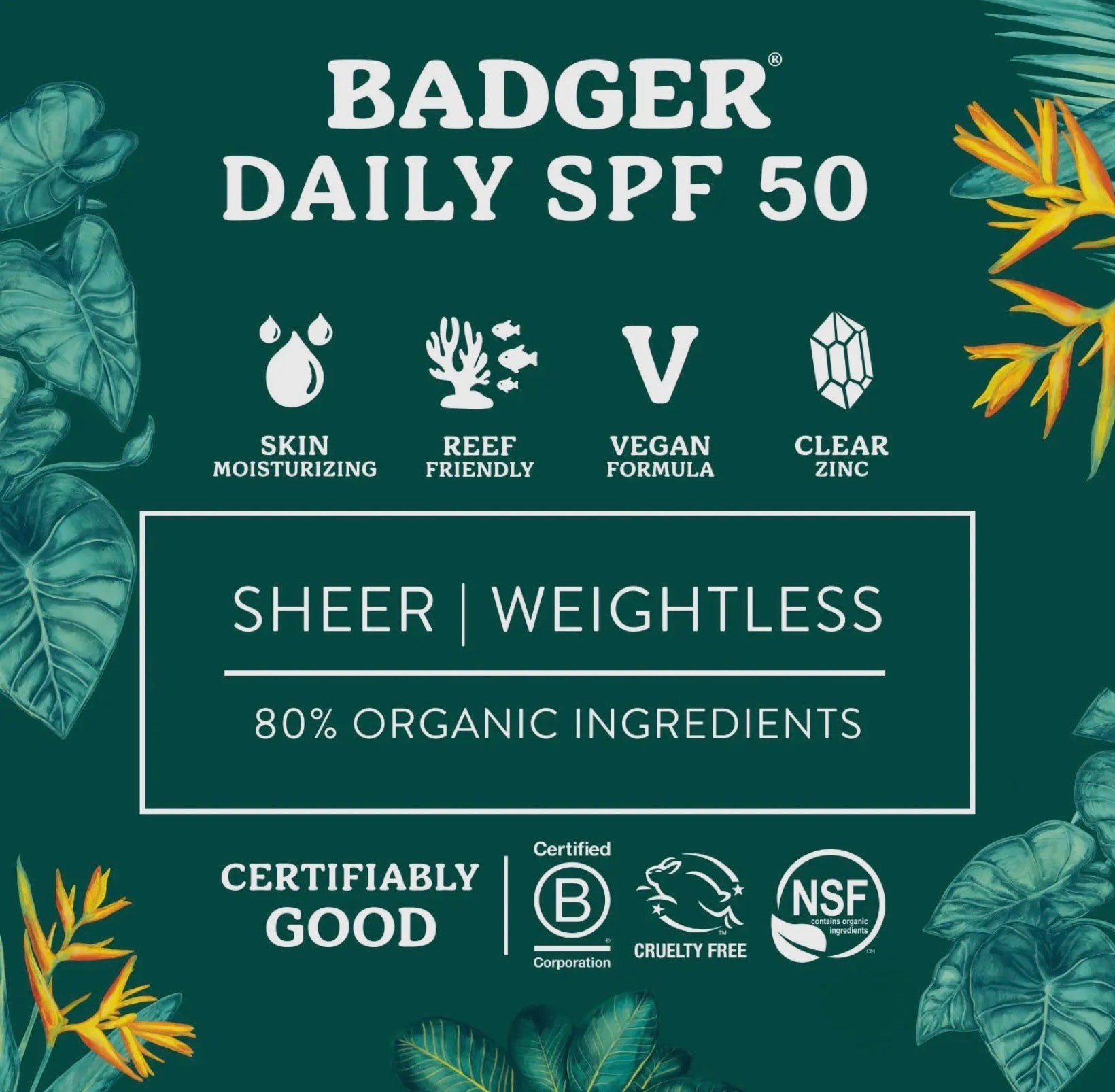 Badger Daily SPF 50 Mineral Sunscreen
