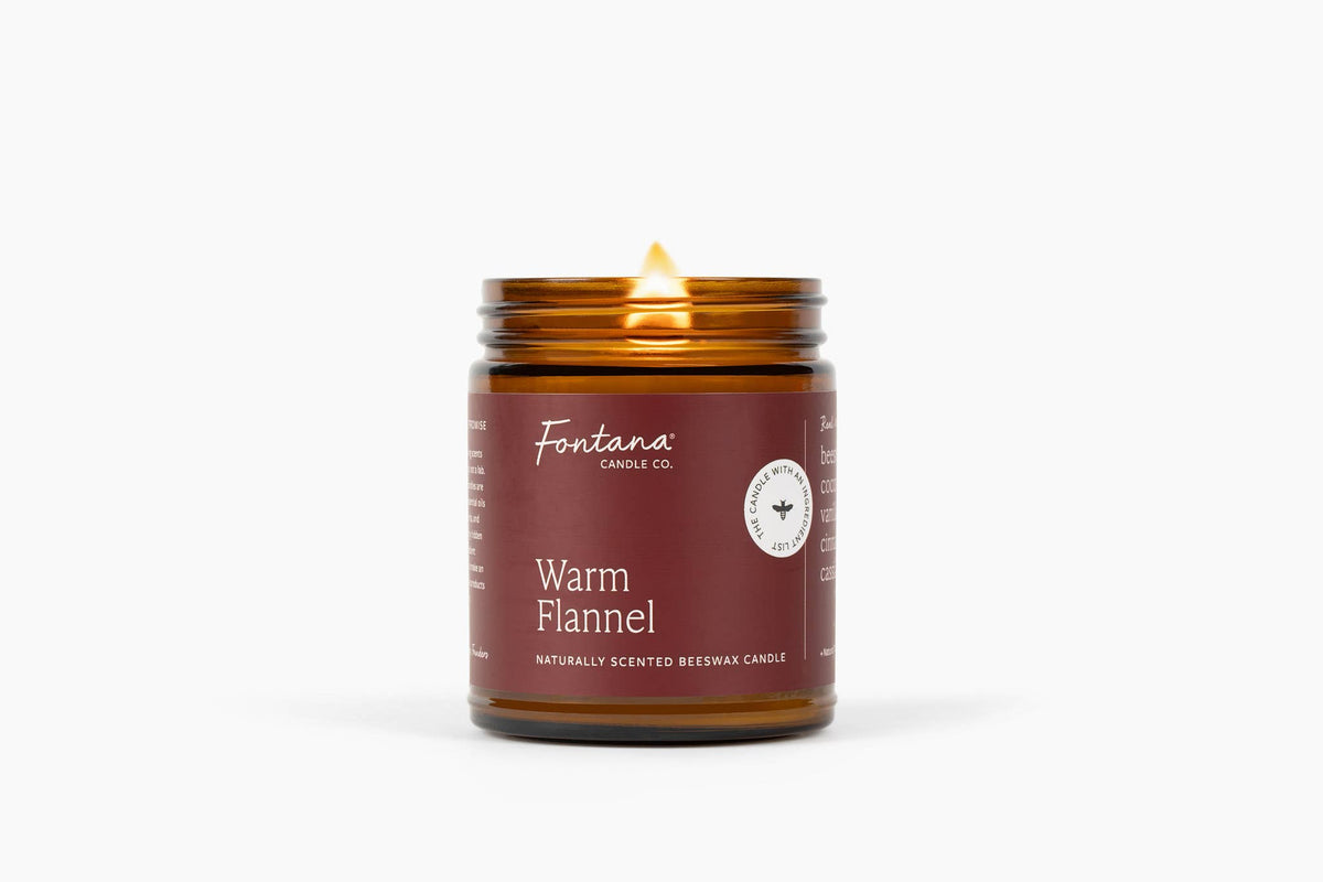 Fontana Candle Co. - Warm Flannel Beeswax & Essential Oil Jar Candle: Non-Toxic
