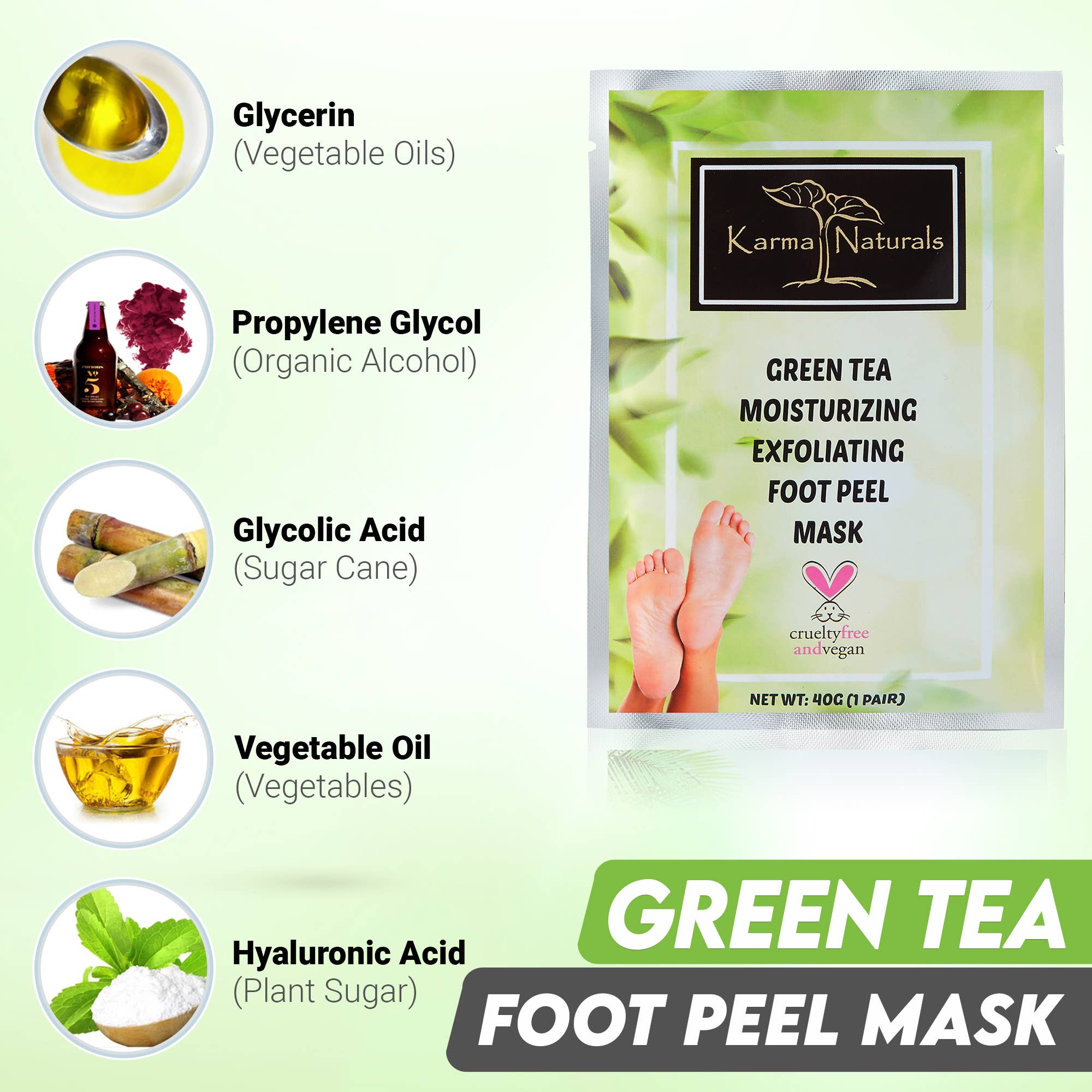 Foot Peel Mask 2 Pack –Green Tea Foot Mask Peel 100% Organic