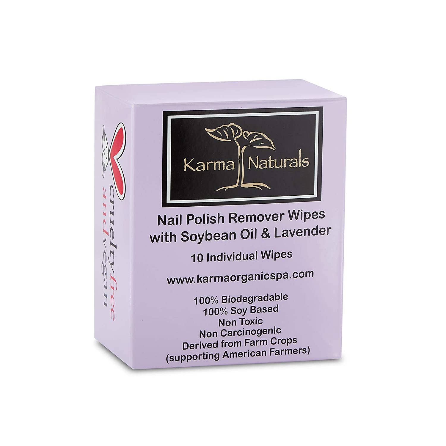 Karma Organic spa - Lavender Nail Polish Remover Wipes - 1 pack