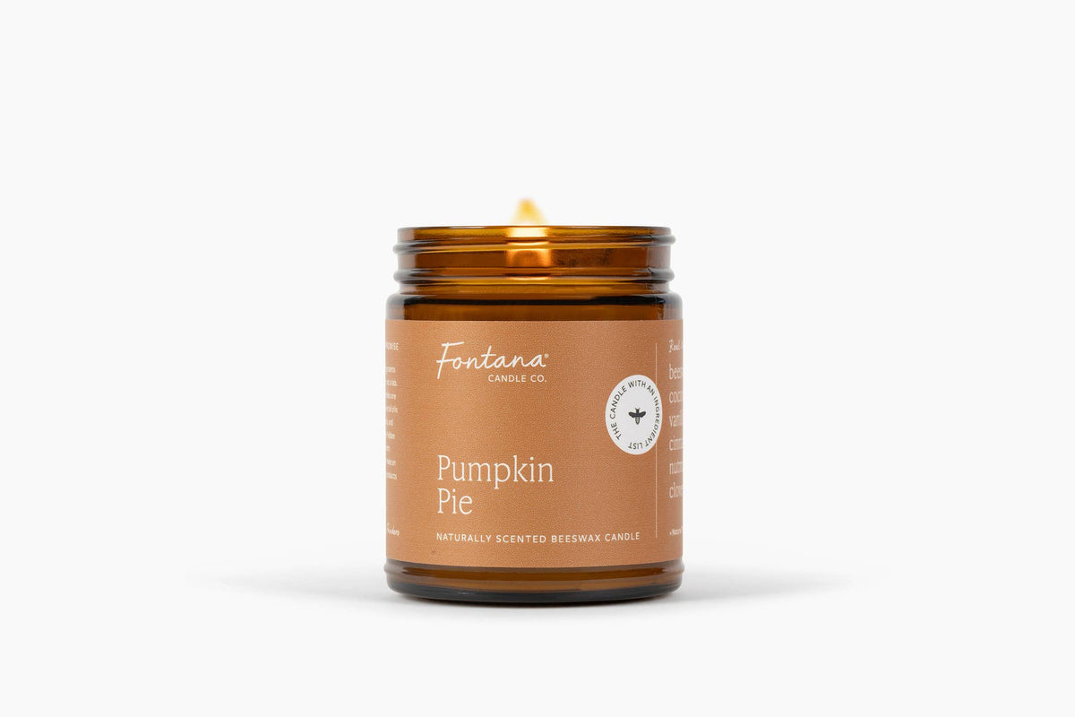Fontana Candle Co. - Pumpkin Pie Essential Oil Beeswax Jar Candle: Non-Toxic
