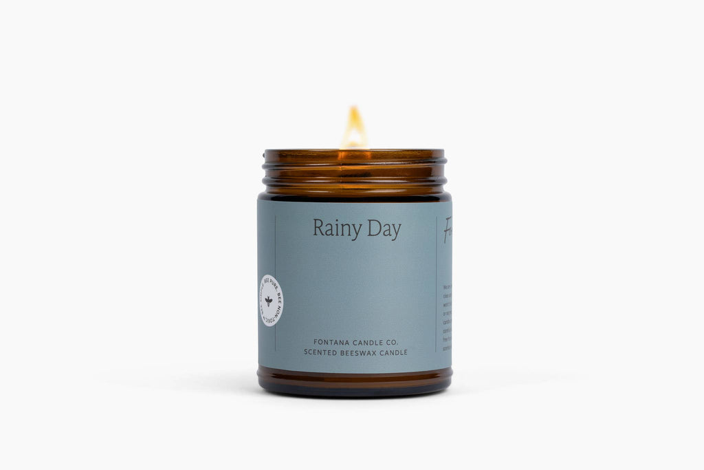 Fontana Candle Co. - Rainy Day Essential Oil Beeswax Jar Candle: Non-Toxic