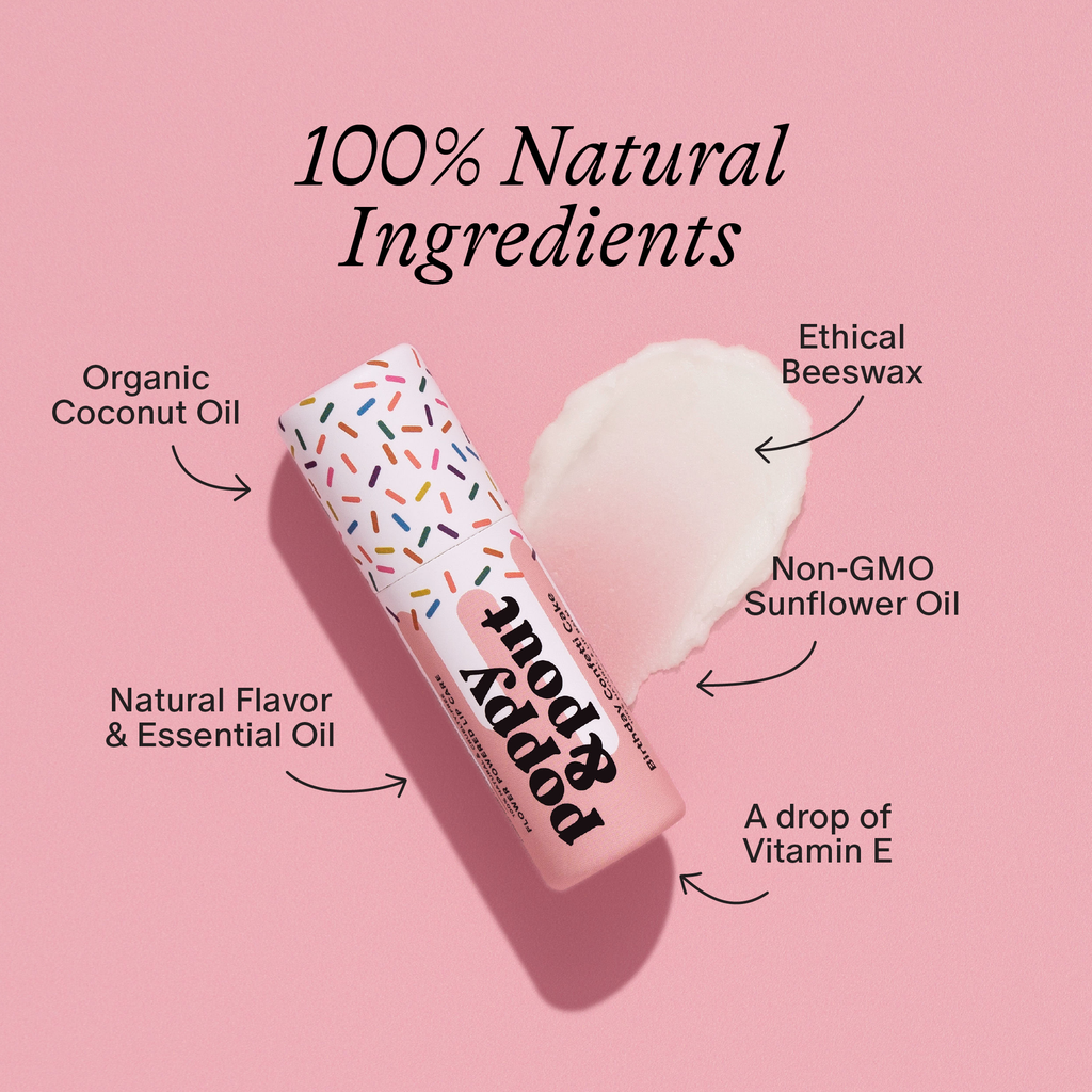 Poppy & Pout - Lip Balm, Birthday Confetti Cake, Pink