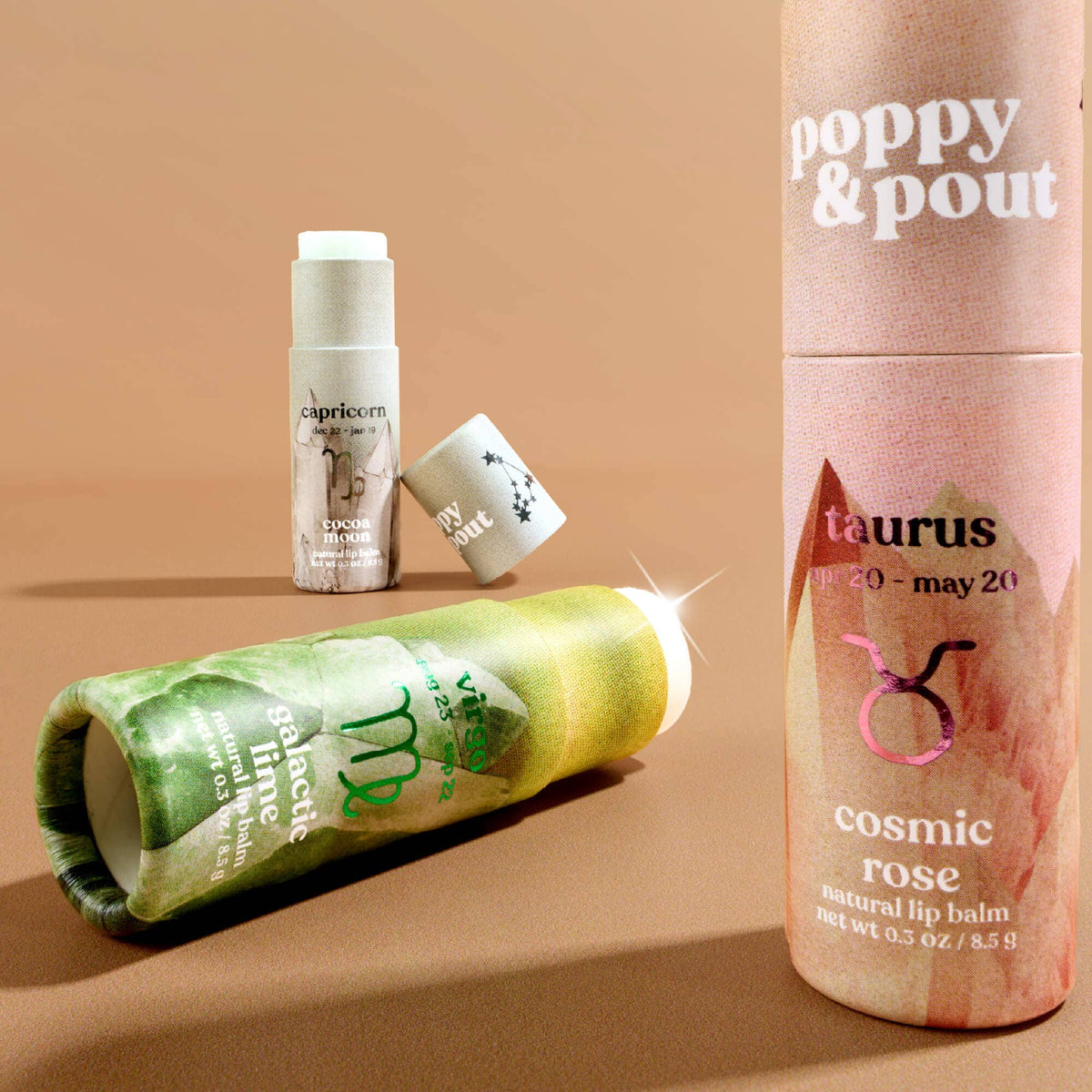 Poppy & Pout - Lip Balm, Zodiac, Virgo Galactic Lime