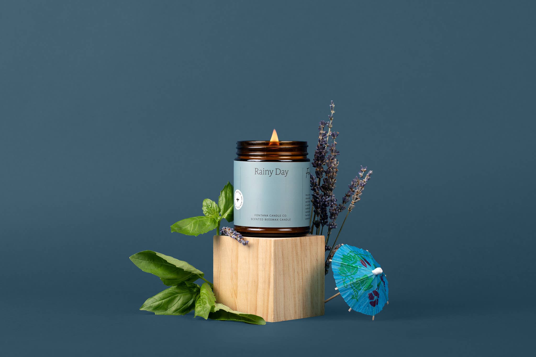 Fontana Candle Co. - Rainy Day Essential Oil Beeswax Jar Candle: Non-Toxic