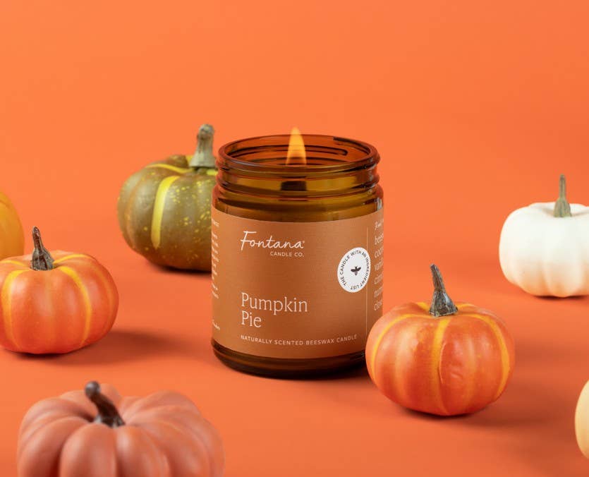 Fontana Candle Co. - Pumpkin Pie Essential Oil Beeswax Jar Candle: Non-Toxic