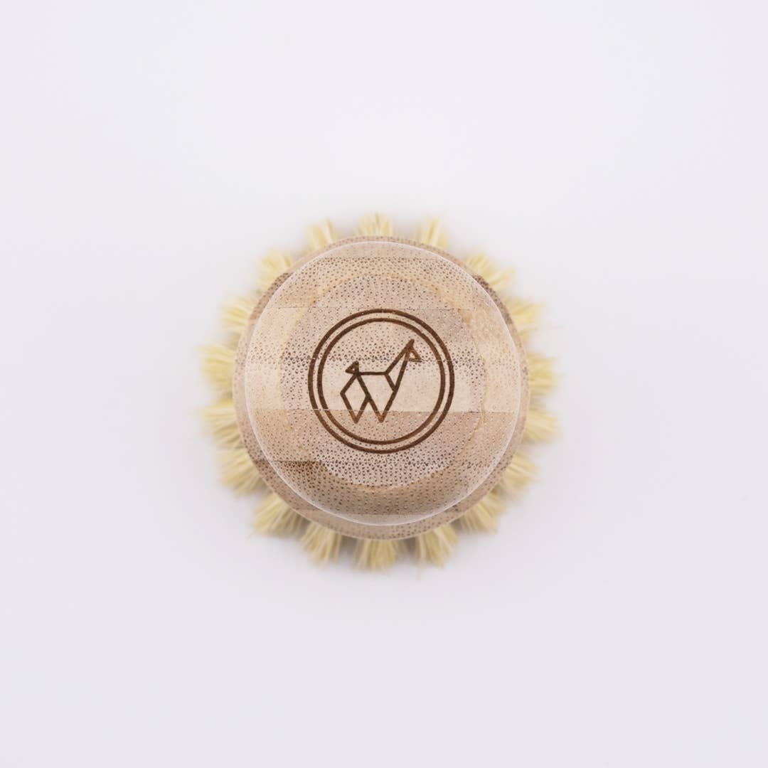 Green Llama - Dish Scrub Brush (Bamboo & Sisal) with Llama Logo - 6Ct