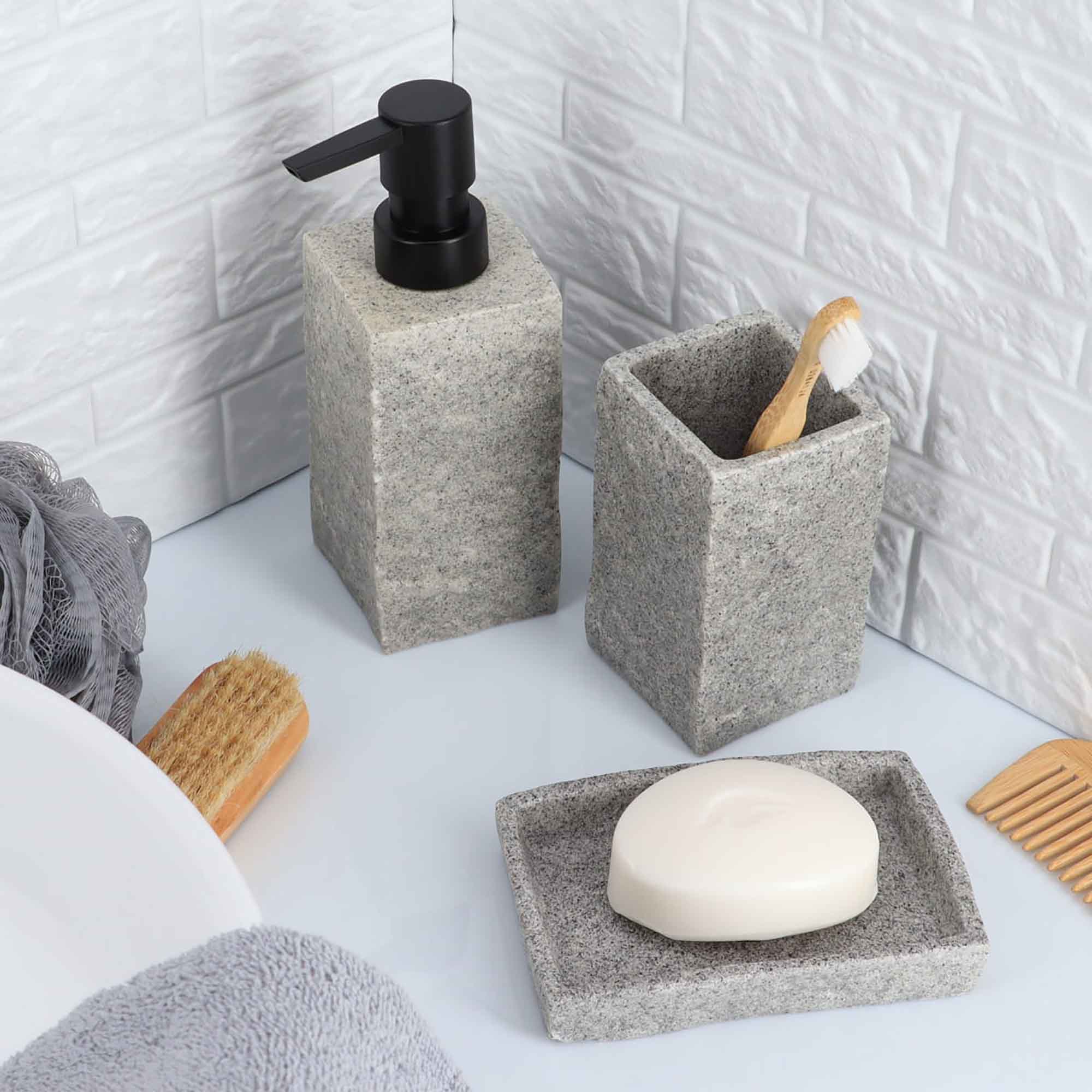 Stone-Effect Soap Dish Holder Resin Tray
