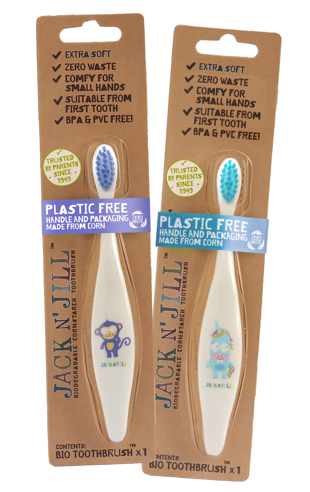Jack N' Jill Kids & NFco - Jack N' Jill Kids Toothbrush - Assortment Unicorn & Monkey
