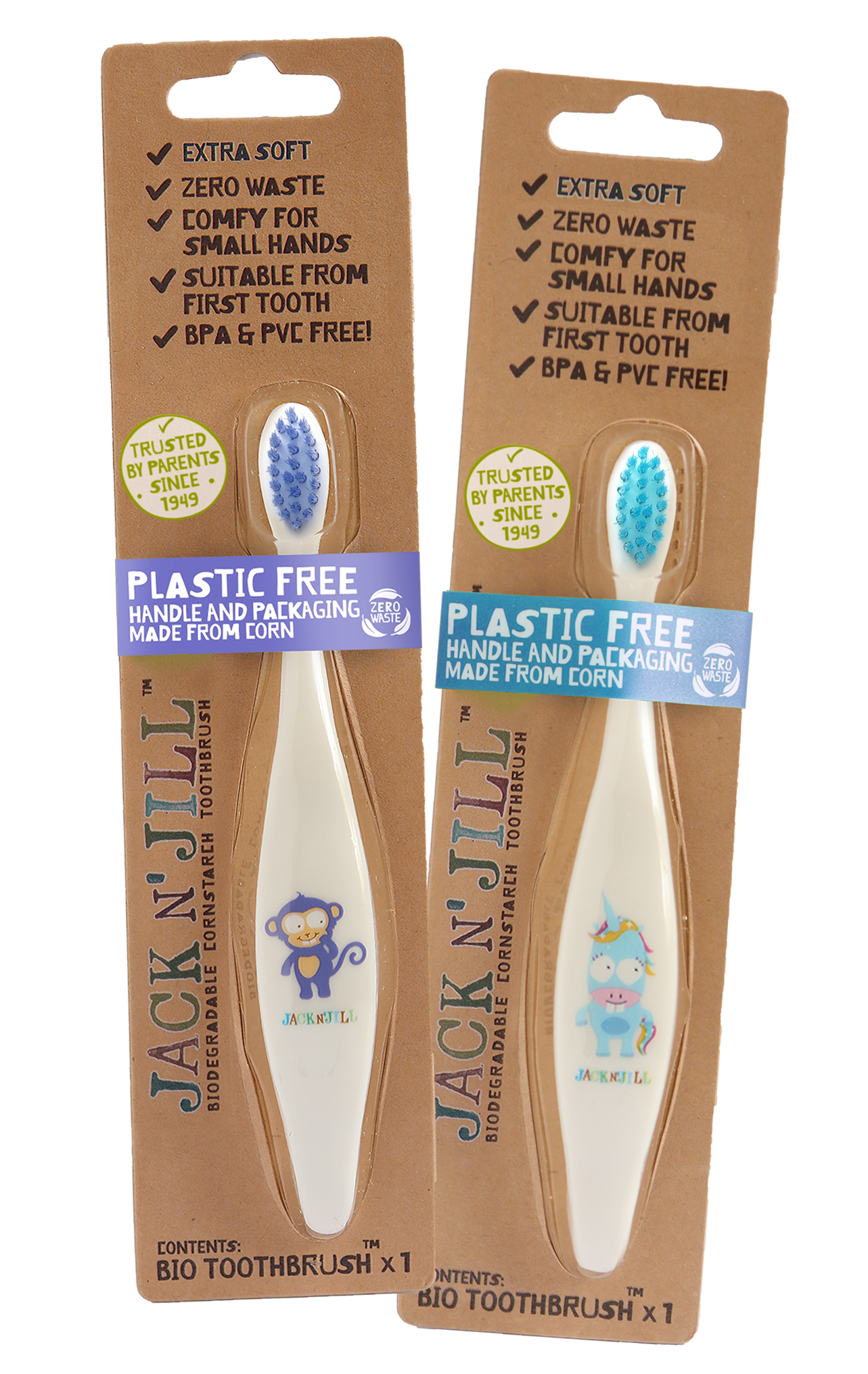 Jack N' Jill Kids & NFco - Jack N' Jill Kids Toothbrush - Assortment Unicorn & Monkey