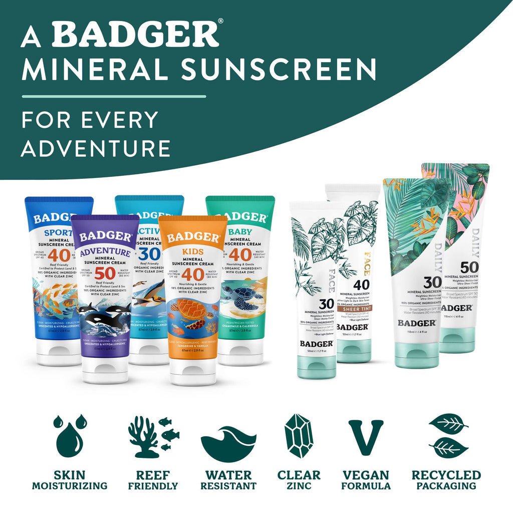Badger - Badger Mineral Daily Sunscreen SPF 30, with Zinc Oxide