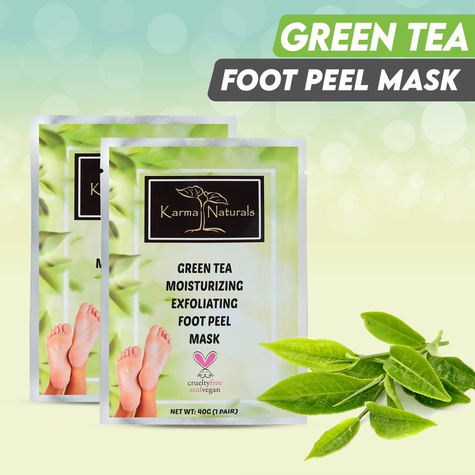 Foot Peel Mask 2 Pack –Green Tea Foot Mask Peel 100% Organic