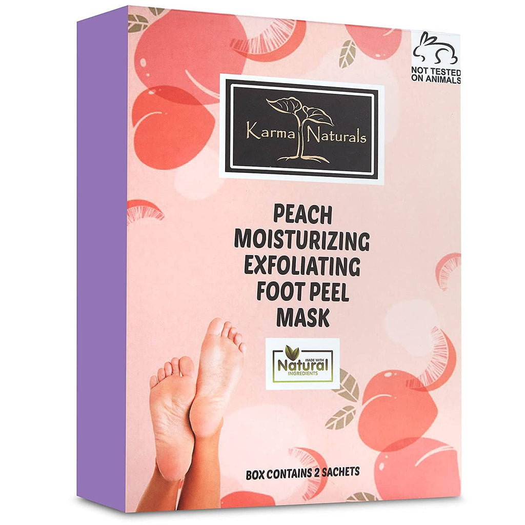Karma Organic spa - Foot Peel Mask 2 Pack – Peach Peeling Foot Mask 100% Organic