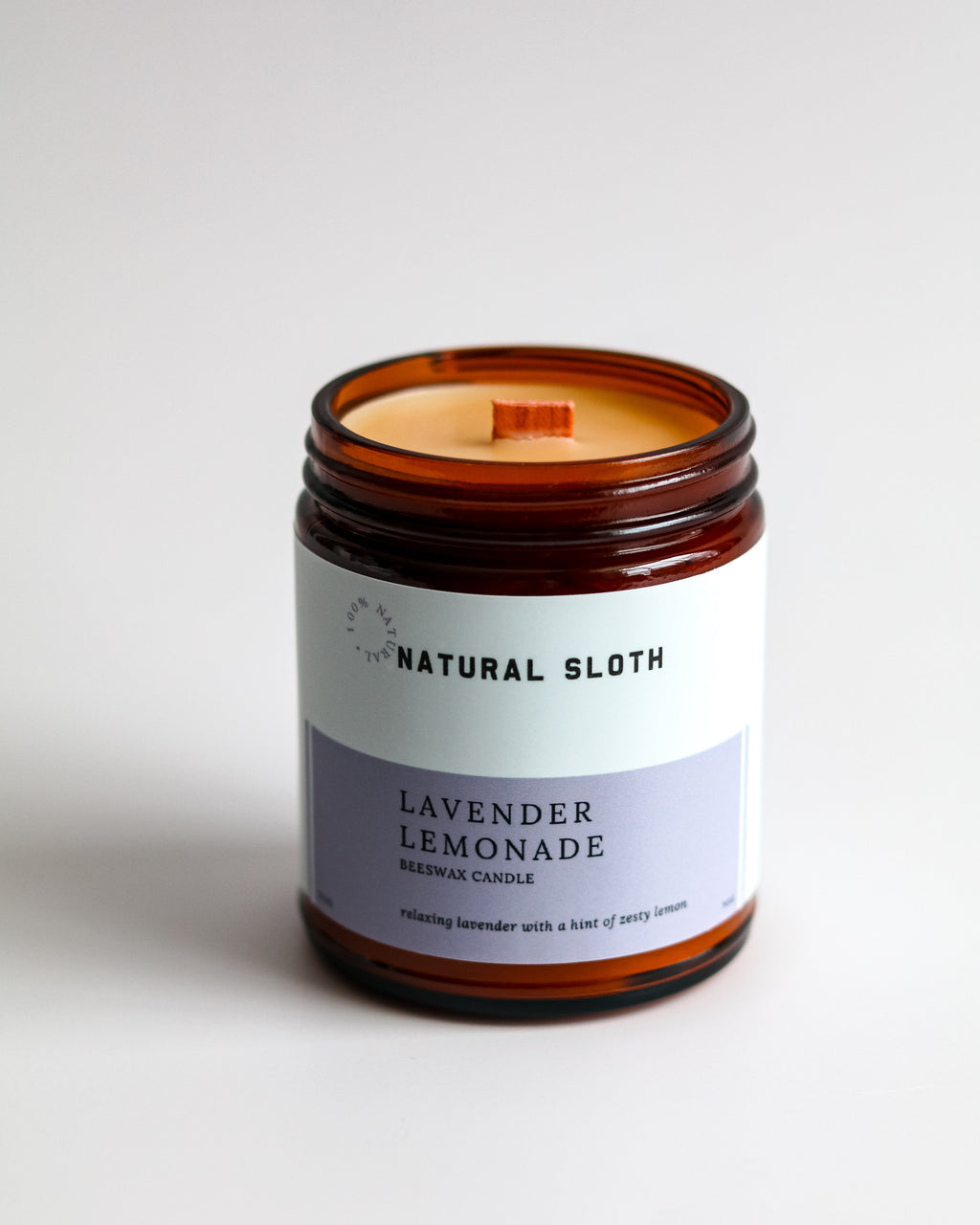 Natural Sloth Lavender Lemon Beeswax Candle
