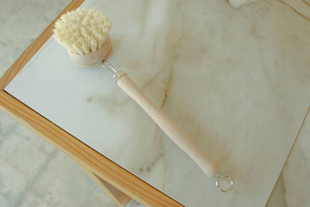 No Tox Life - CASA AGAVE® Long Handle Dish Brush White Teak - No Tox Life