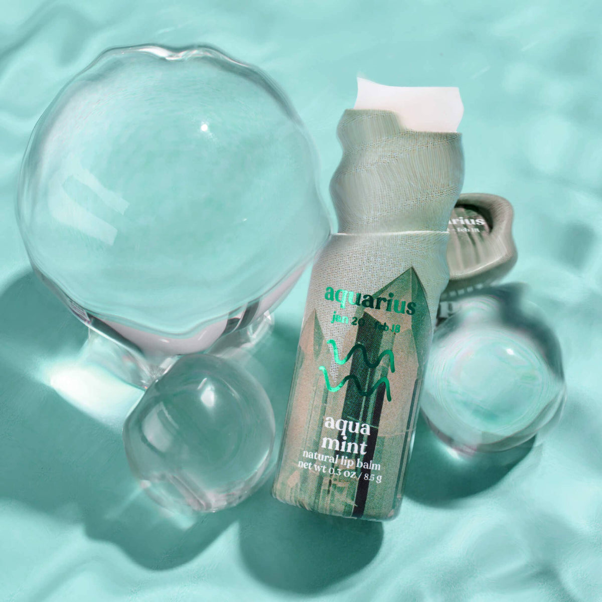 Poppy & Pout - Lip Balm, Zodiac, Aquarius Aqua Mint