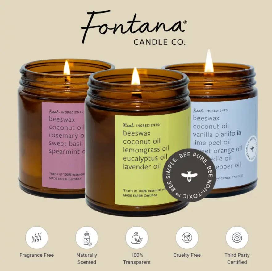 Fontana Candle Co. - Rainy Day Essential Oil Beeswax Jar Candle: Non-Toxic