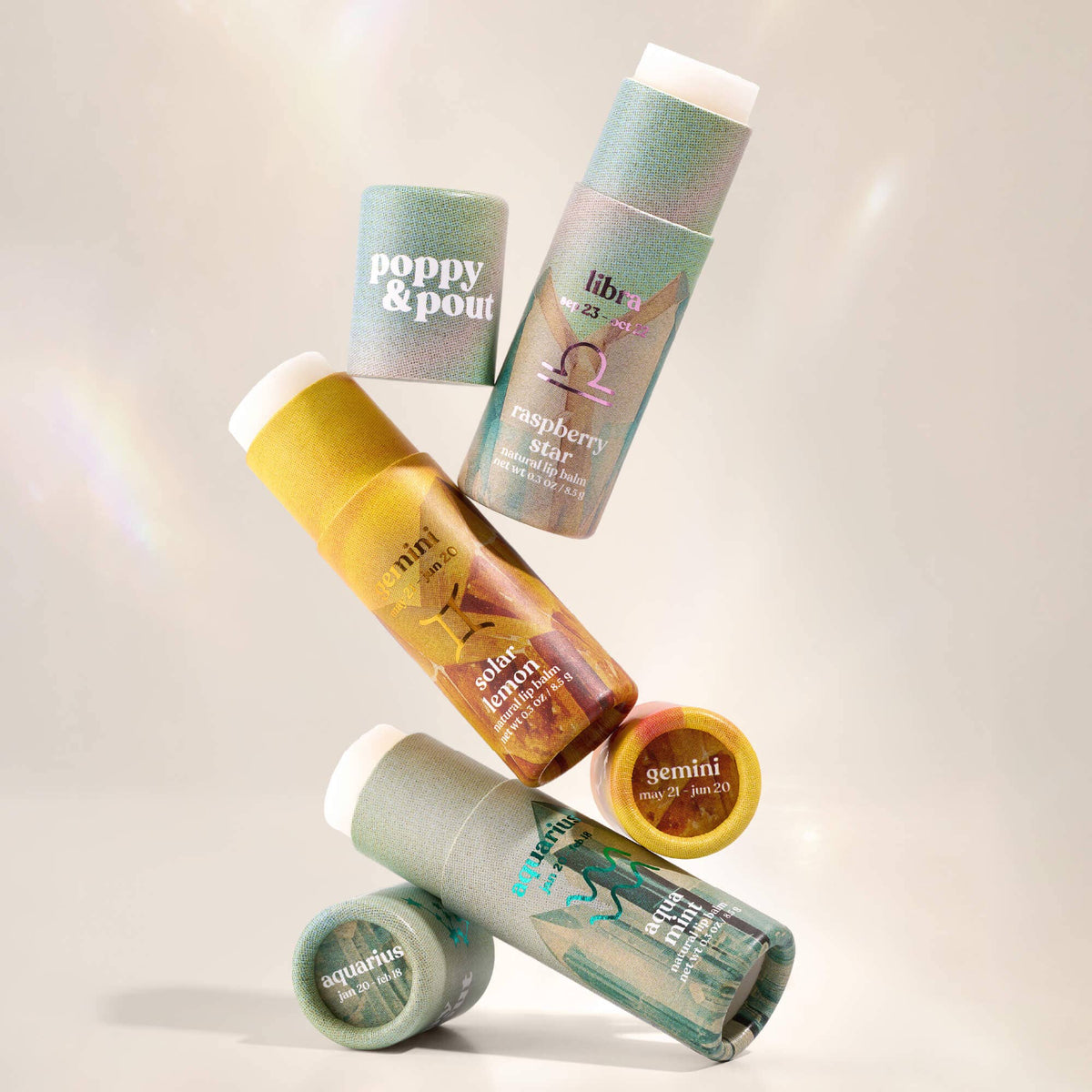 Poppy & Pout - Lip Balm, Zodiac, Libra Raspberry Star