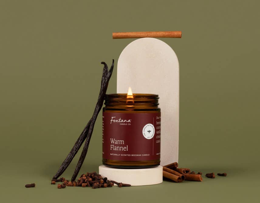 Fontana Candle Co. - Warm Flannel Beeswax & Essential Oil Jar Candle: Non-Toxic