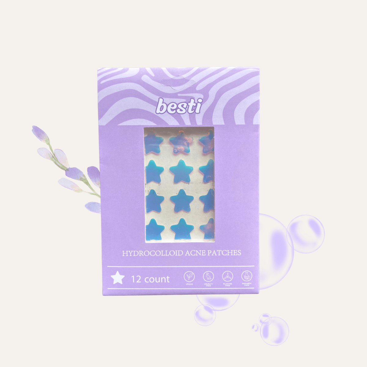 Besti Co. - Besti Pimple Patches  | 12 Count | 100% Hydrocolloid | Paraben-Free | Silicone-Free