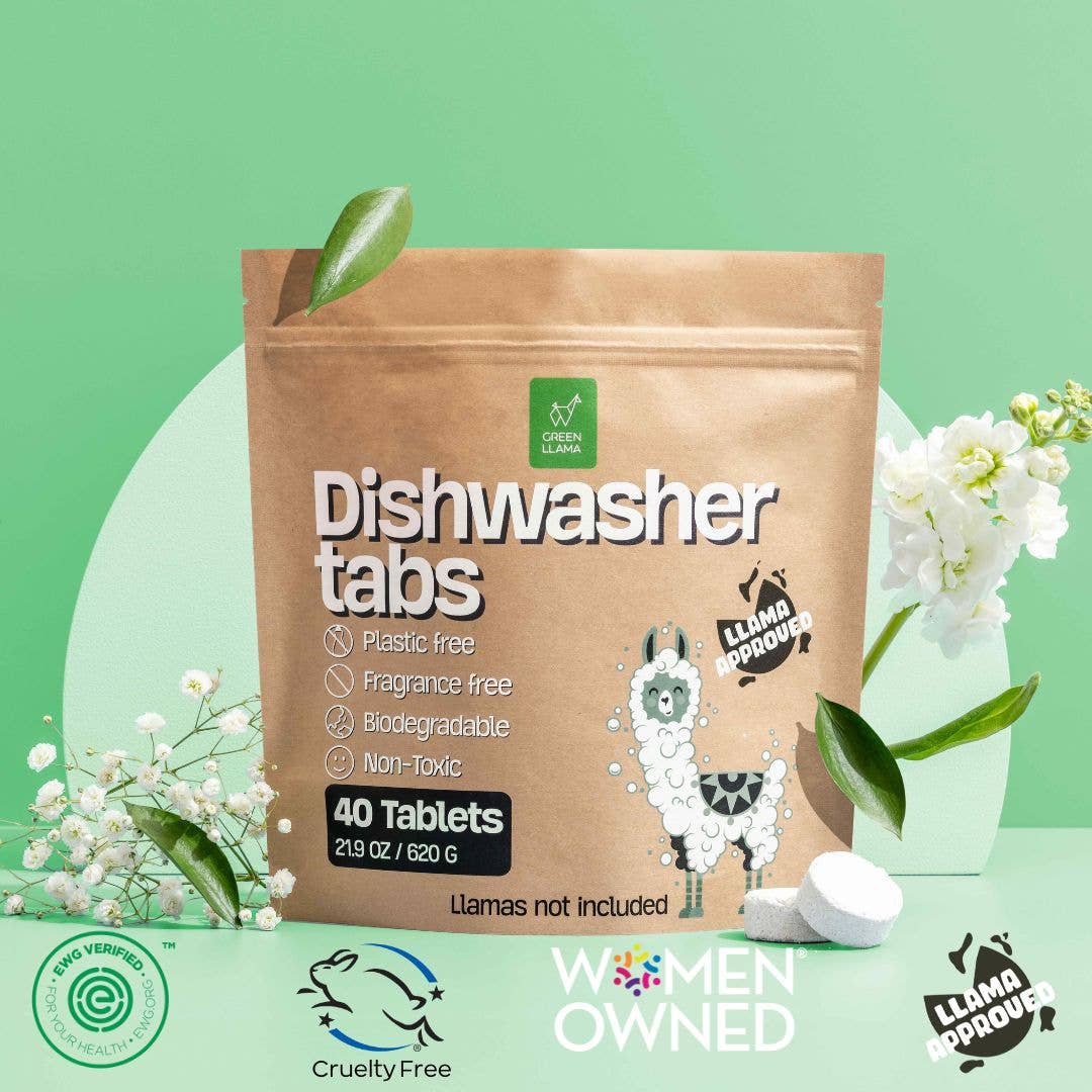 Green Llama - Fragrance & PVA Free Dishwasher Tablets (40ct) - Case of 6