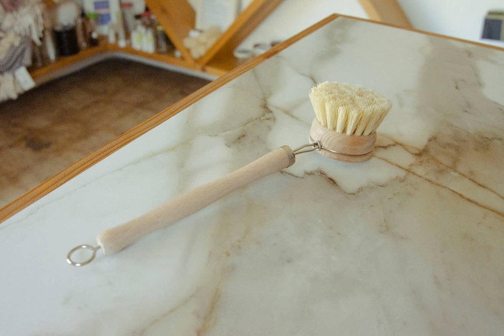 No Tox Life - CASA AGAVE® Long Handle Dish Brush White Teak - No Tox Life
