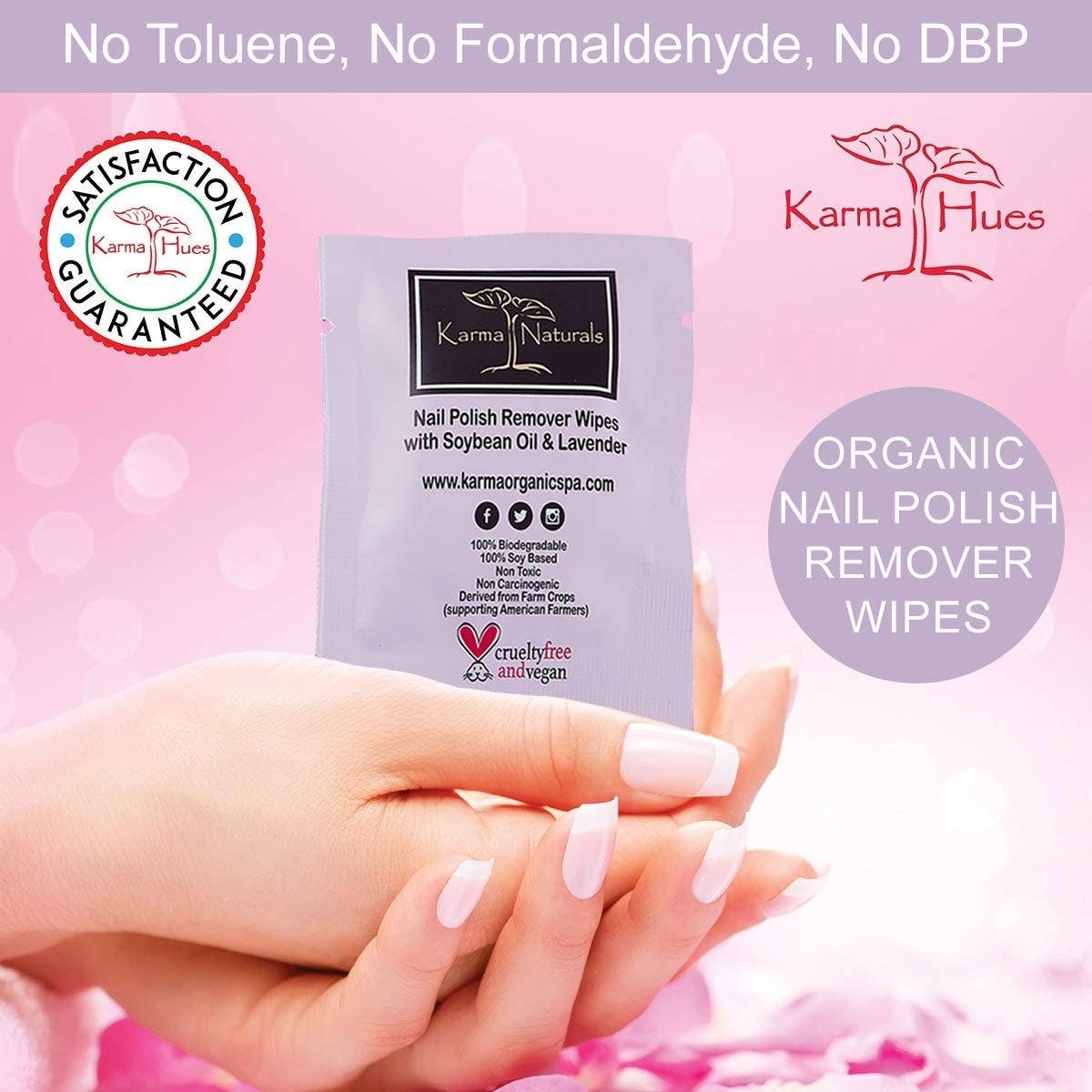 Karma Organic spa - Lavender Nail Polish Remover Wipes - 1 pack
