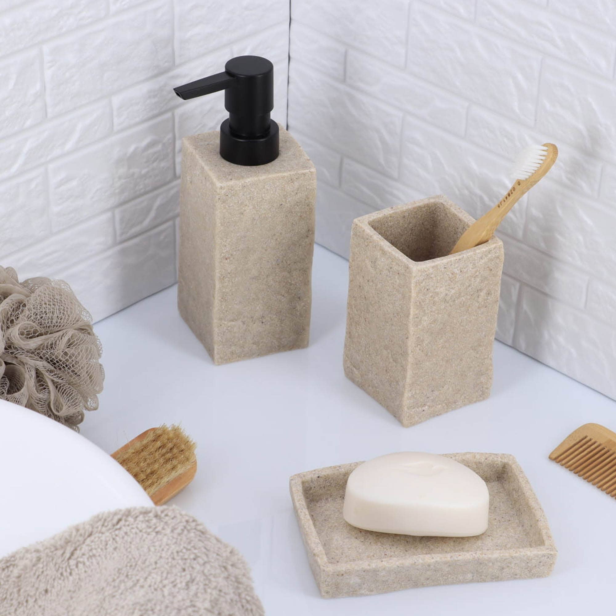 Stone-Effect Soap Dish Holder Resin Tray