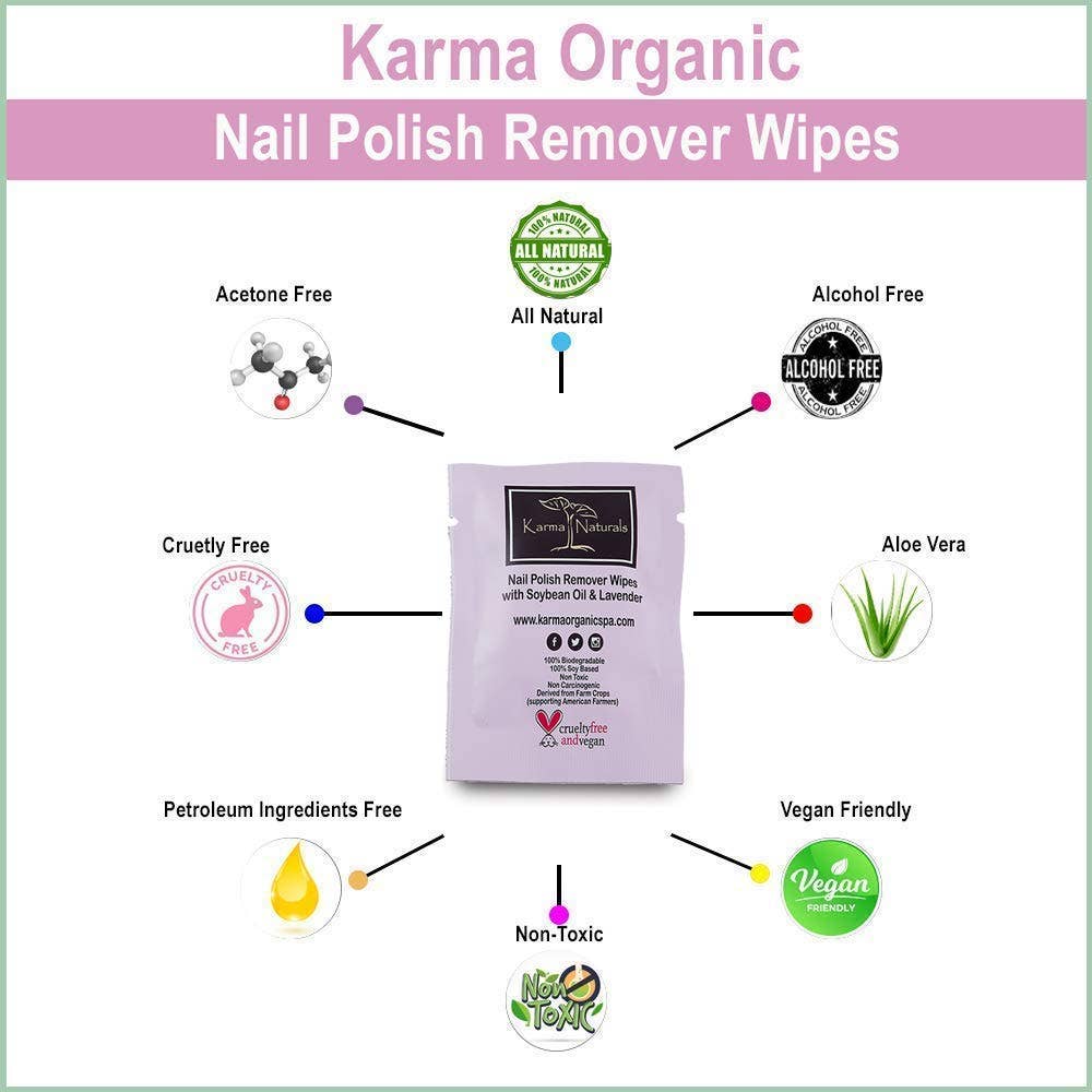 Karma Organic spa - Lavender Nail Polish Remover Wipes - 1 pack