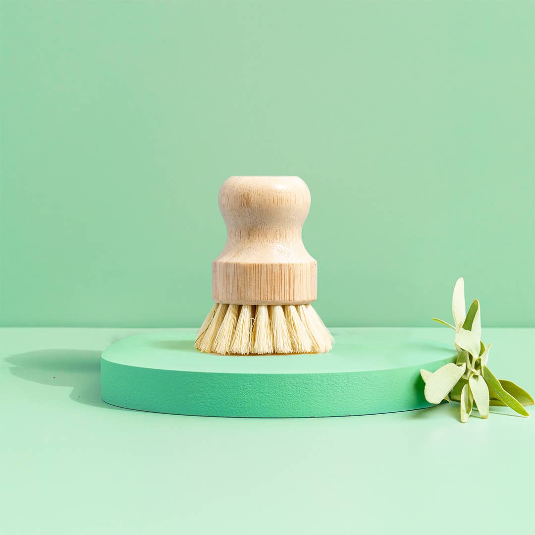Green Llama - Dish Scrub Brush (Bamboo & Sisal) with Llama Logo - 6Ct
